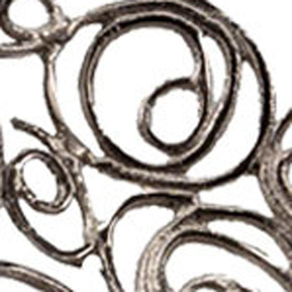 20" Silver Aluminum Abstract Circles Oval Decorative Bowl