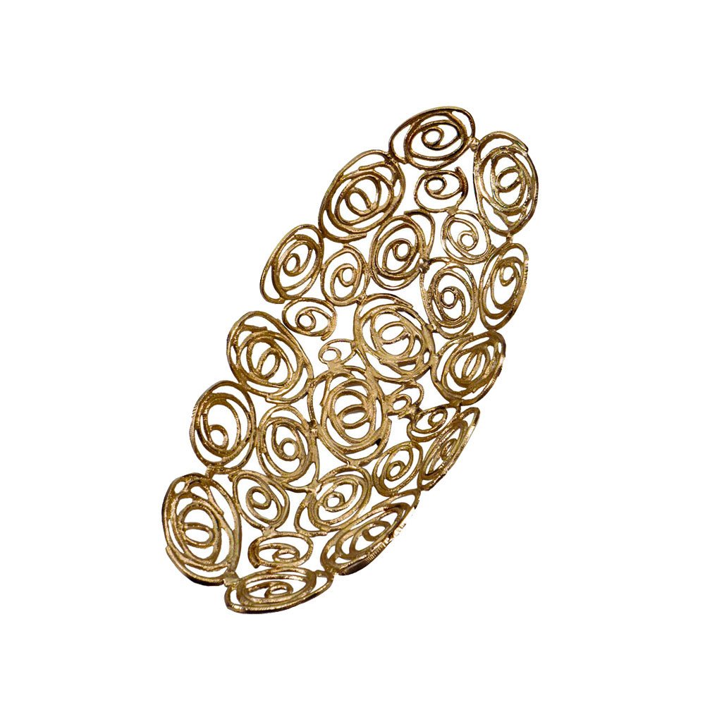 16" Gold Aluminum Abstract Circles Oval Decorative Bowl