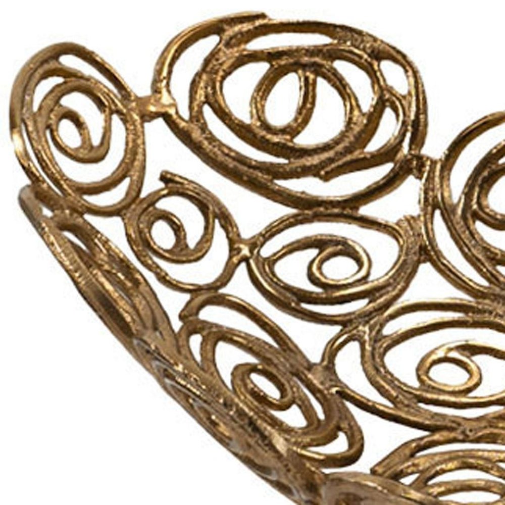 20" Silver Aluminum Abstract Circles Oval Decorative Bowl