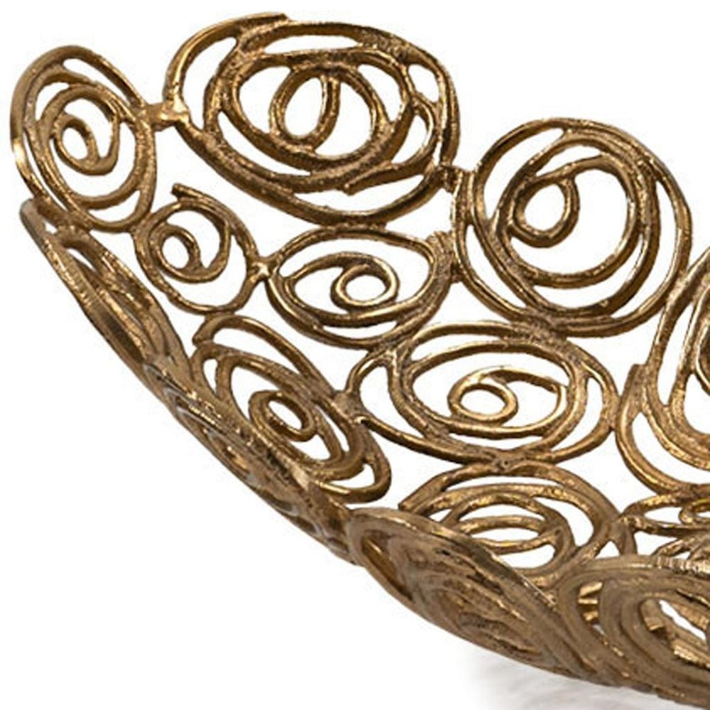 20" Silver Aluminum Abstract Circles Oval Decorative Bowl