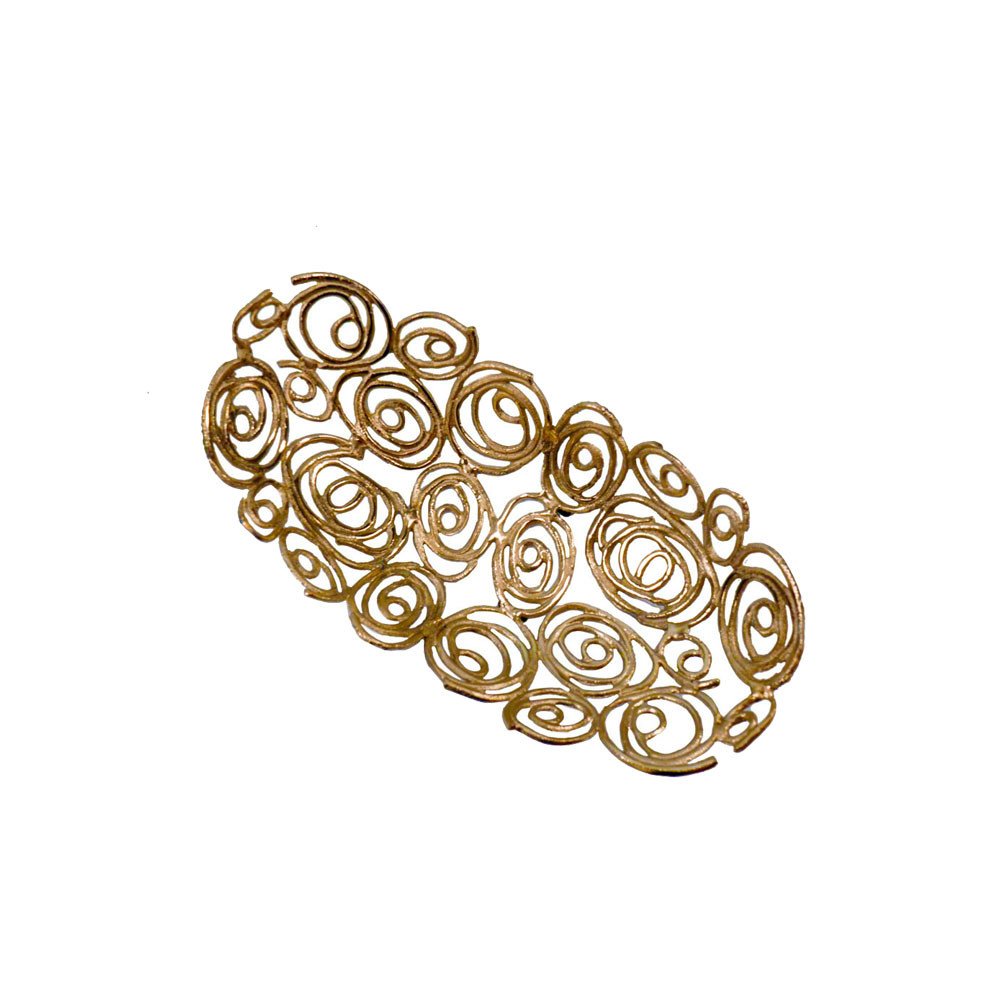 20" Silver Aluminum Abstract Circles Oval Decorative Bowl