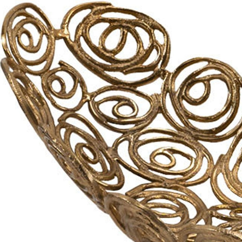 20" Silver Aluminum Abstract Circles Oval Decorative Bowl