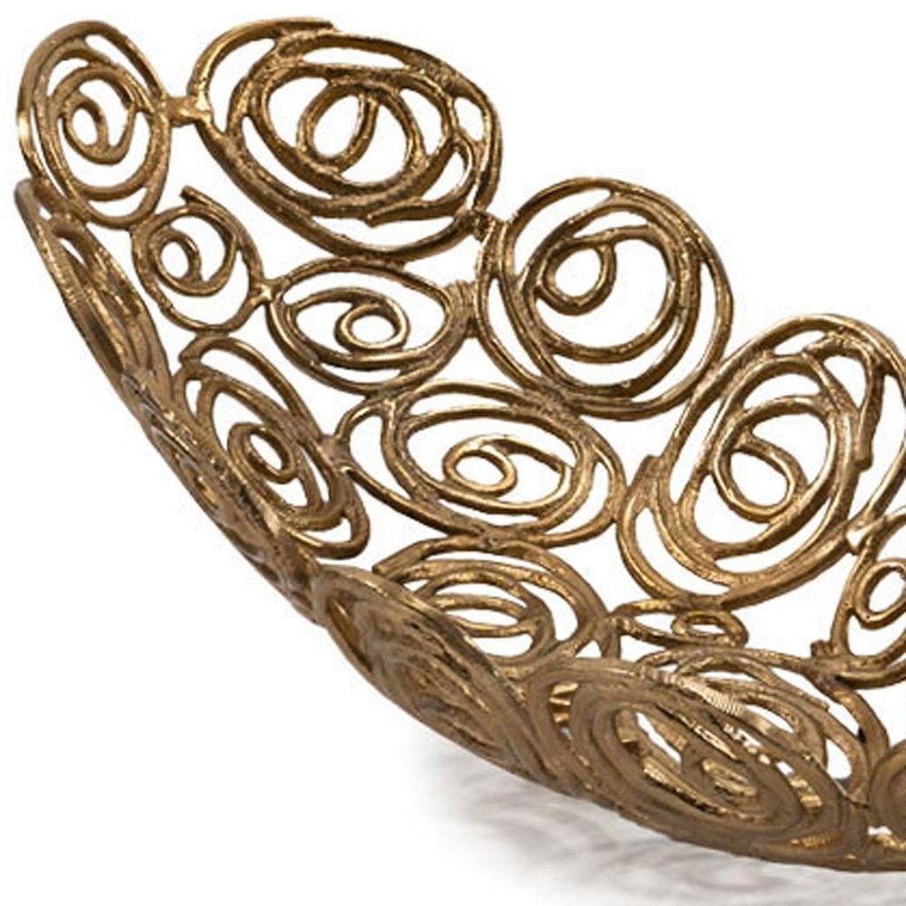 20" Silver Aluminum Abstract Circles Oval Decorative Bowl