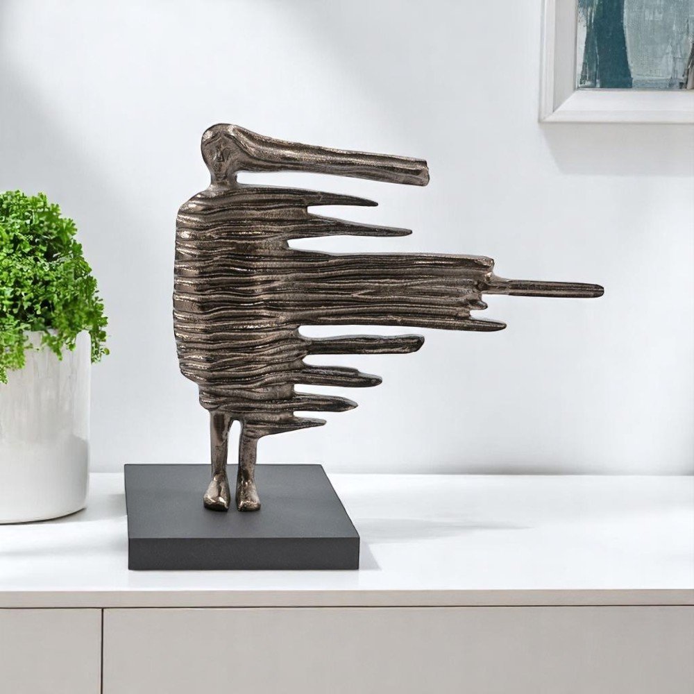 12" Bronze Aluminum Blown Away Woman Tabletop Sculpture