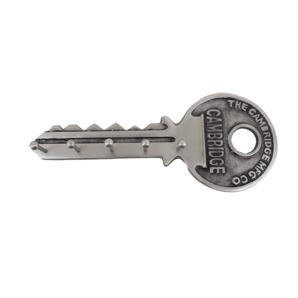 16" Silver Five Hook Wall Mount Key Shaped Coat Rack