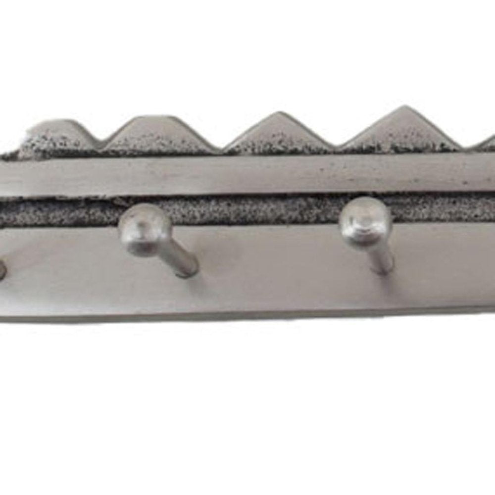 16" Silver Five Hook Wall Mount Key Shaped Coat Rack