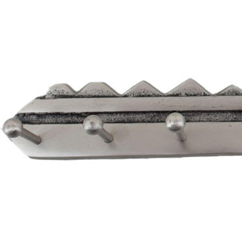 16" Silver Five Hook Wall Mount Key Shaped Coat Rack