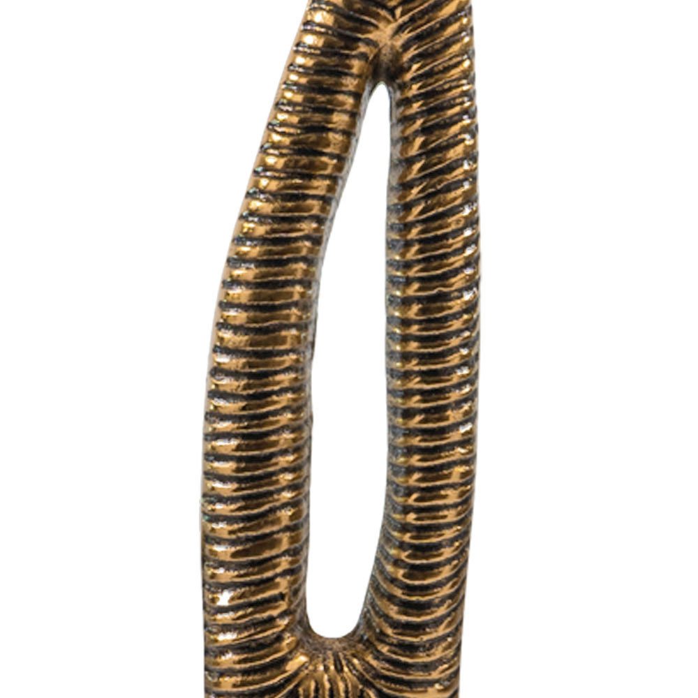 21" Antiqued Gold And White Aluminum And Marble Tabletop Sculpture