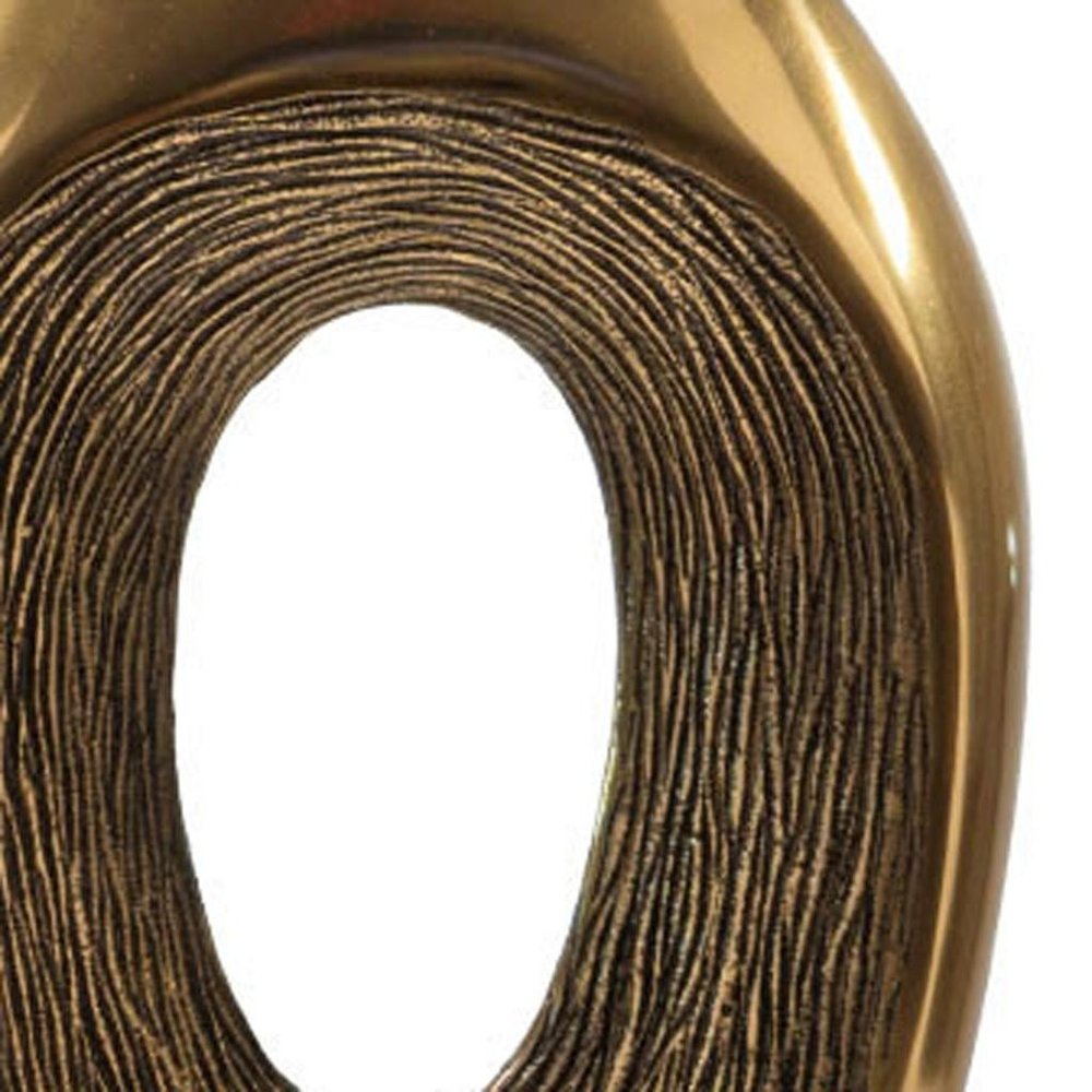 16" Gold And White Aluminum And Marble Abstract Tabletop Sculpture