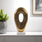 16" Gold And White Aluminum And Marble Abstract Tabletop Sculpture