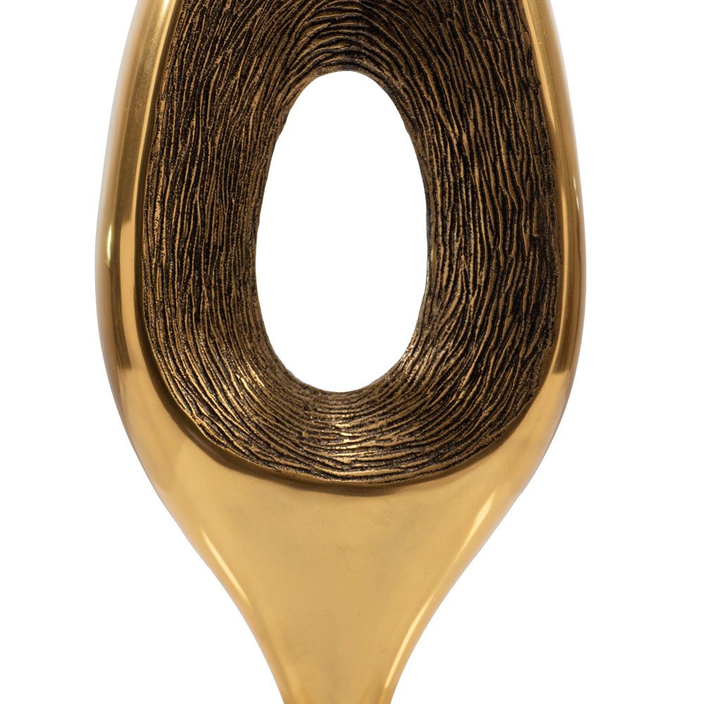 16" Gold And White Aluminum And Marble Abstract Tabletop Sculpture