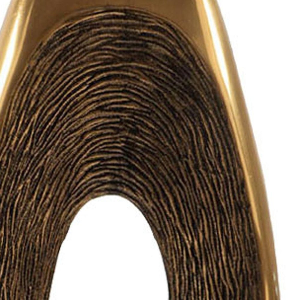 16" Gold And White Aluminum And Marble Abstract Tabletop Sculpture