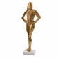 24" Gold And White Aluminum And Marble Woman Tabletop Sculpture
