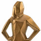 24" Gold And White Aluminum And Marble Woman Tabletop Sculpture