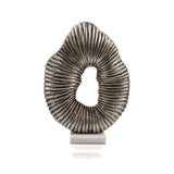 17" Silver And White Aluminum And Marble Tabletop Sculpture