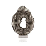 17" Silver And White Aluminum And Marble Tabletop Sculpture