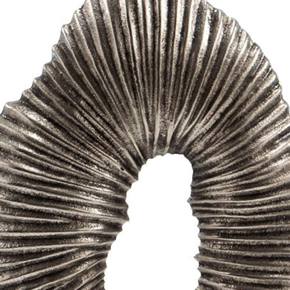 17" Silver And White Aluminum And Marble Tabletop Sculpture