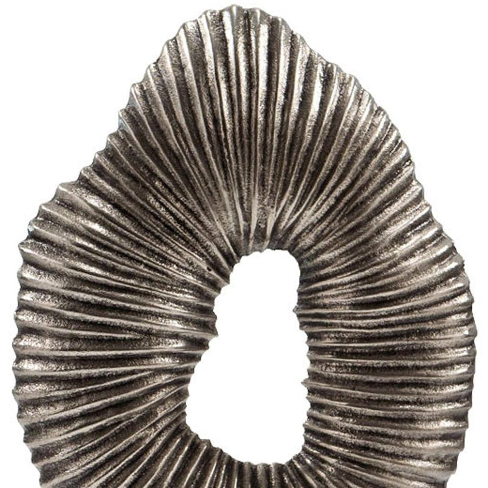 17" Silver And White Aluminum And Marble Tabletop Sculpture