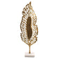 28" Gold And White Aluminum And Marble Leaf Tabletop Sculpture