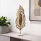 28" Gold And White Aluminum And Marble Leaf Tabletop Sculpture