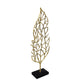 26" Gold And Black Aluminum And Marble Leaf Tabletop Sculpture