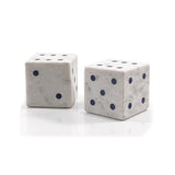 Set of Two White Marble Hand Painted Dice Tabletop Sculpture