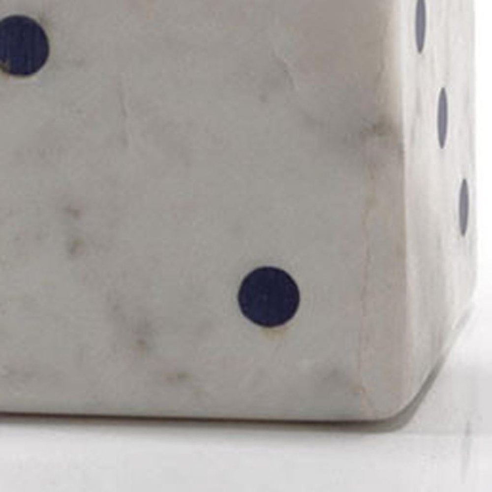 Set of Two White Marble Hand Painted Dice Tabletop Sculpture