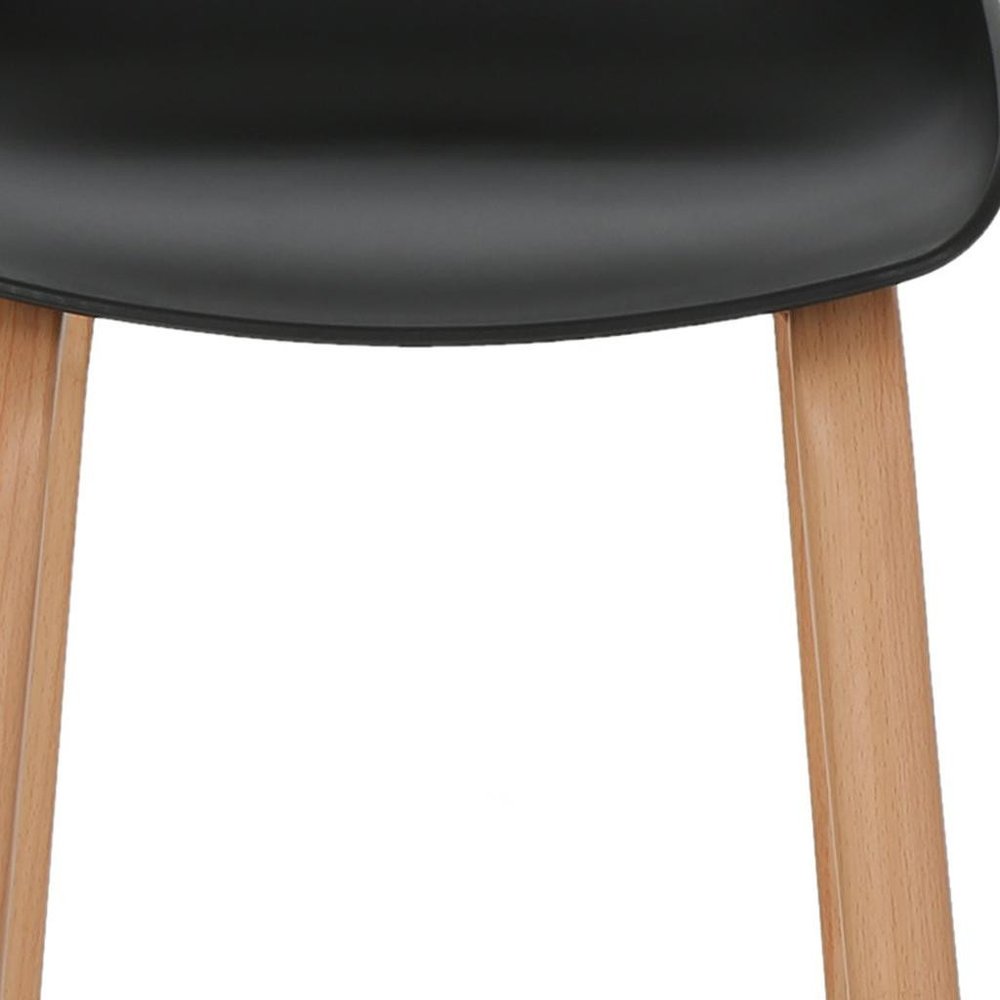 Set of Two Black and Natural Heavy Duty Plastic and Wood Backless Bar Height Bar Chairs