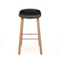 Set of Two Black and Natural Heavy Duty Plastic and Wood Backless Bar Height Bar Chairs