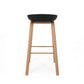 Set of Two Black and Natural Heavy Duty Plastic and Wood Backless Bar Height Bar Chairs