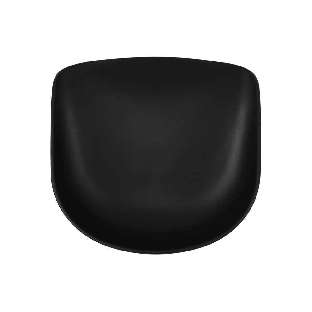 Set of Two Black and Natural Heavy Duty Plastic and Wood Backless Bar Height Bar Chairs