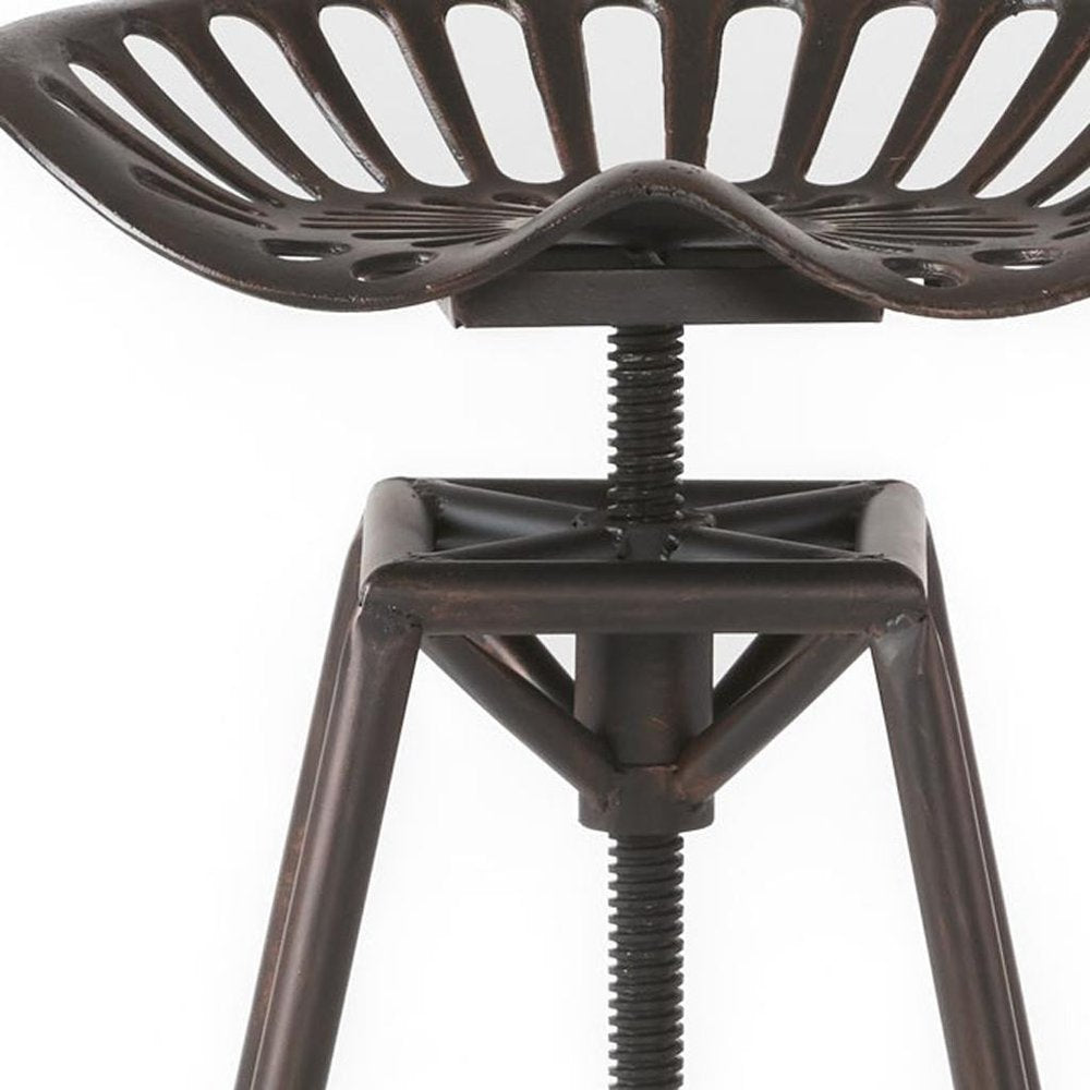 Bronze Iron Backless Adjustable Height Swivel Bar Chair