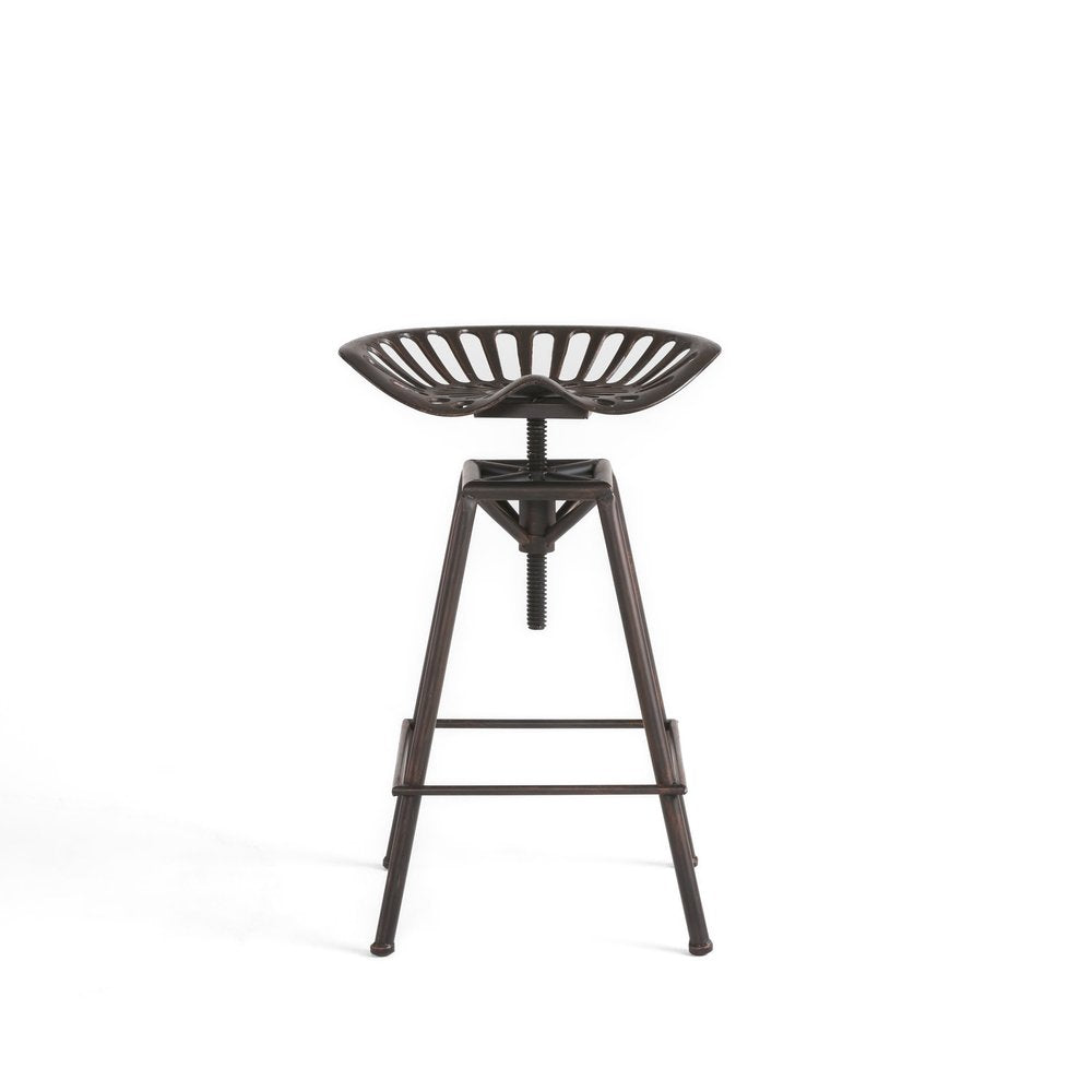 Bronze Iron Backless Adjustable Height Swivel Bar Chair