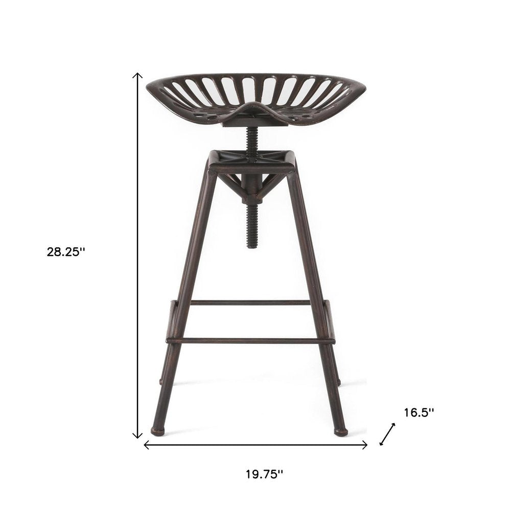 Bronze Iron Backless Adjustable Height Swivel Bar Chair