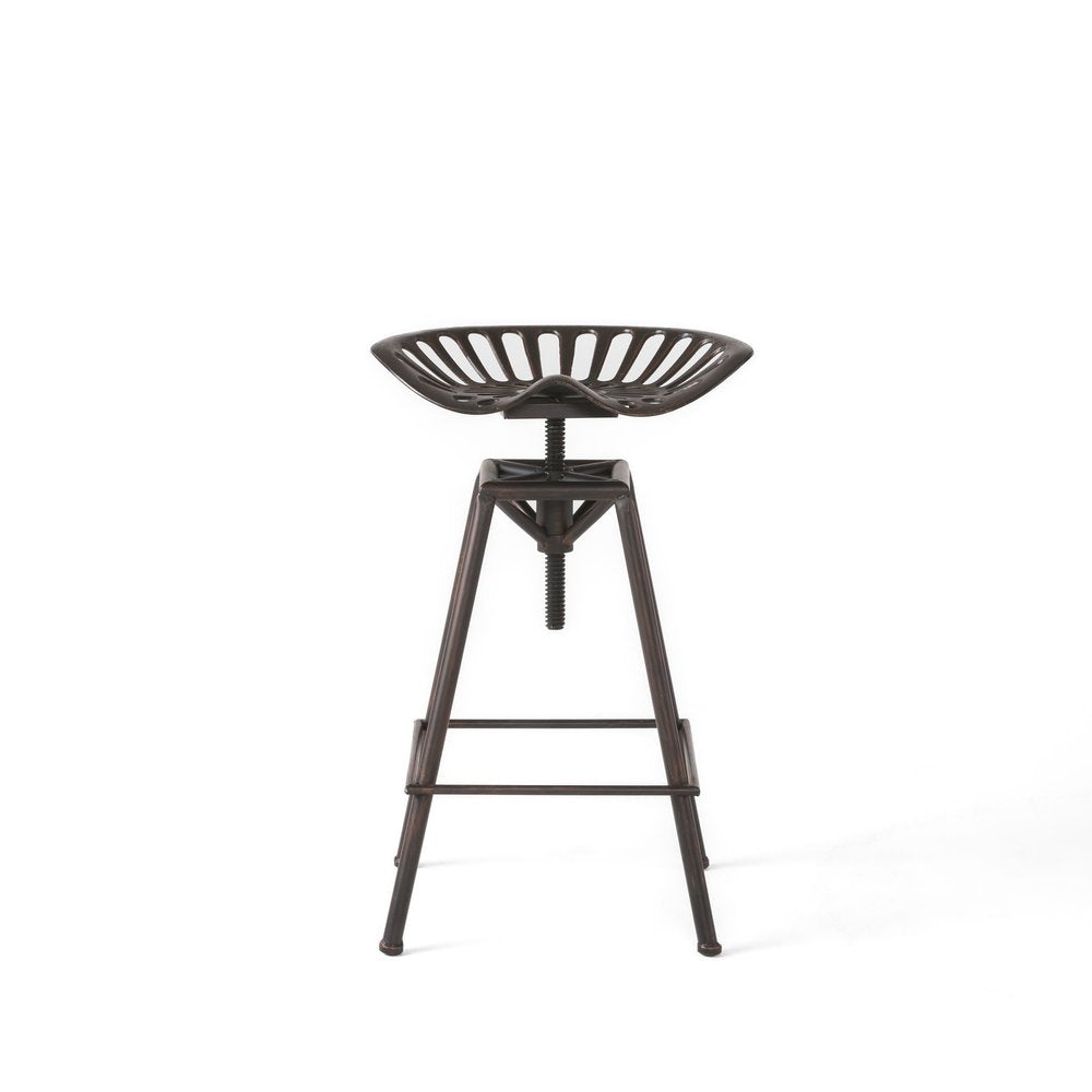 Bronze Iron Backless Adjustable Height Swivel Bar Chair