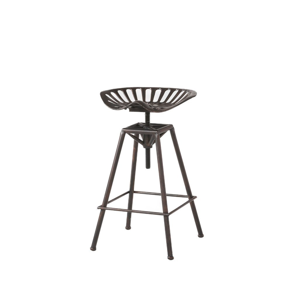 Bronze Iron Backless Adjustable Height Swivel Bar Chair
