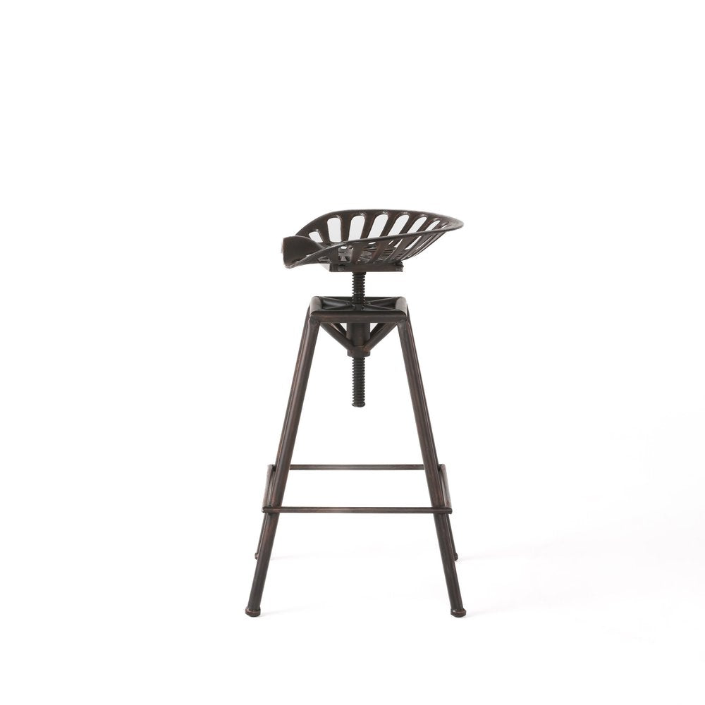 Bronze Iron Backless Adjustable Height Swivel Bar Chair