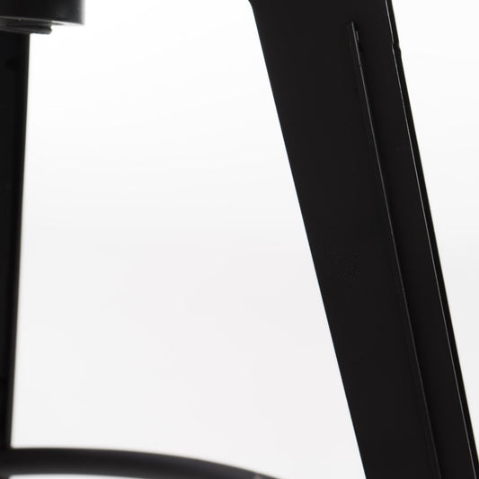 Set of Two Natural and Black Iron and Wood Backless Adjustable Height Swivel Bar Chairs