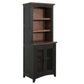 72" Brown and Black Distressed Wood Dining Hutch With Two Doors
