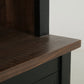 72" Brown and Black Distressed Wood Dining Hutch With Two Doors