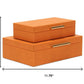 Set Of Two Orange Faux Shagreen Jewelry Boxes With Decorative Hardware
