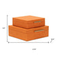 Set Of Two Orange Faux Shagreen Jewelry Boxes With Decorative Hardware