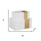 Set Of Two White And Gold Wood Jewelry Boxes