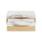 Set Of Two Natural And White Wood And Faux Marble Jewelry Boxes