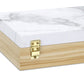 Set Of Two Natural And White Wood And Faux Marble Jewelry Boxes