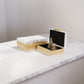 Set Of Two Natural And White Wood And Faux Marble Jewelry Boxes