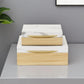 Set Of Two Natural And White Faux Marble And Wood Jewelry Box