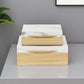 Set Of Two Natural And White Faux Marble And Wood Jewelry Box