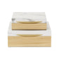 Set Of Two Natural And White Faux Marble And Wood Jewelry Box