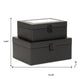 Set Of Two Black Faux Leather And Mirrored Glass Jewelry Boxes